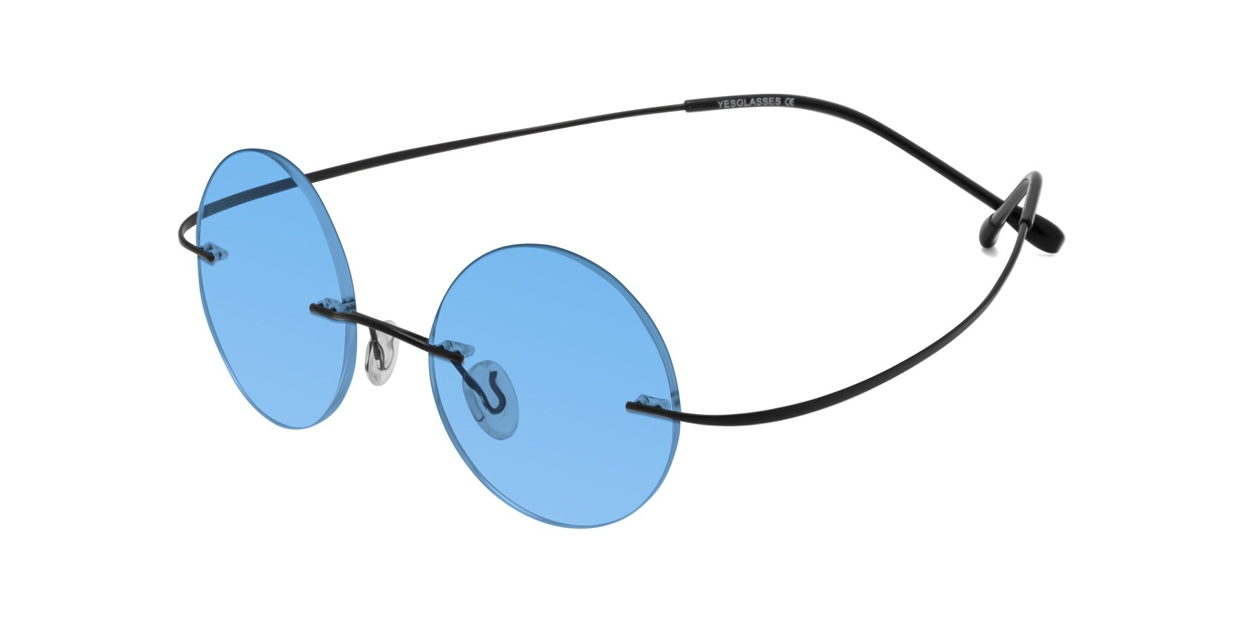 Angle of Minicircle in Black with Medium Blue Tinted Lenses