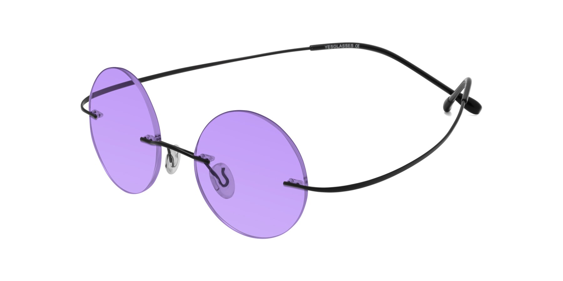 Angle of Minicircle in Black with Medium Purple Tinted Lenses
