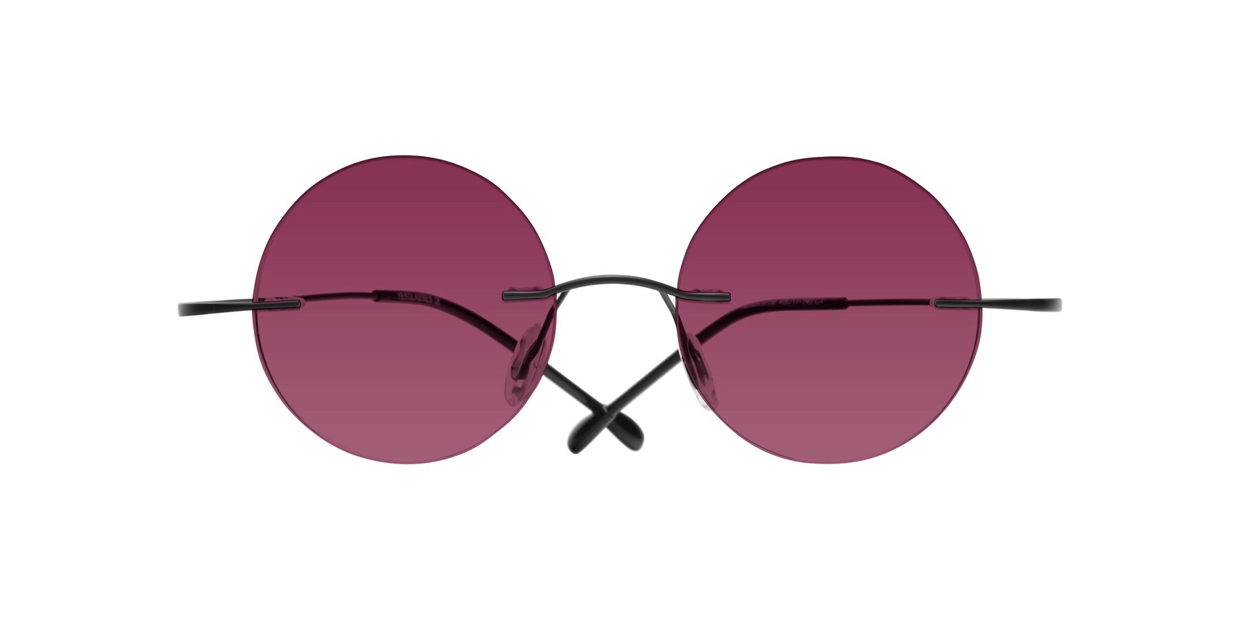 Folded Front of Minicircle in Black with Wine Tinted Lenses