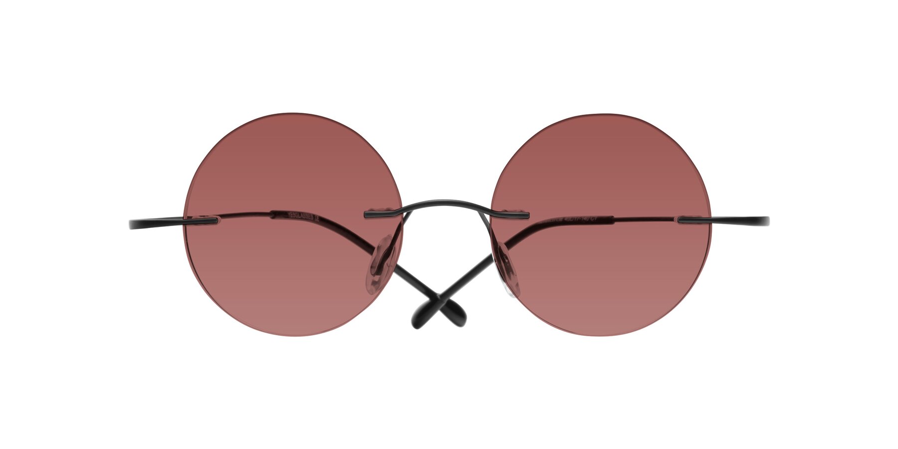 Folded Front of Minicircle in Black with Garnet Tinted Lenses