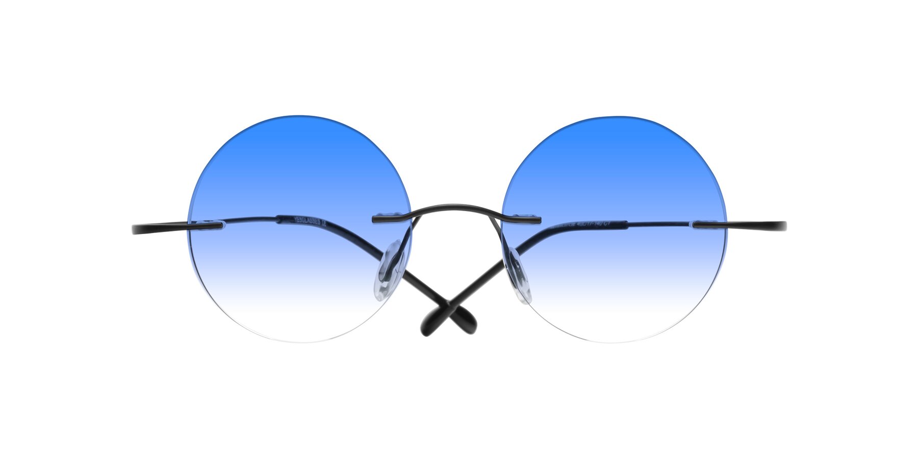 Folded Front of Minicircle in Black with Blue Gradient Lenses