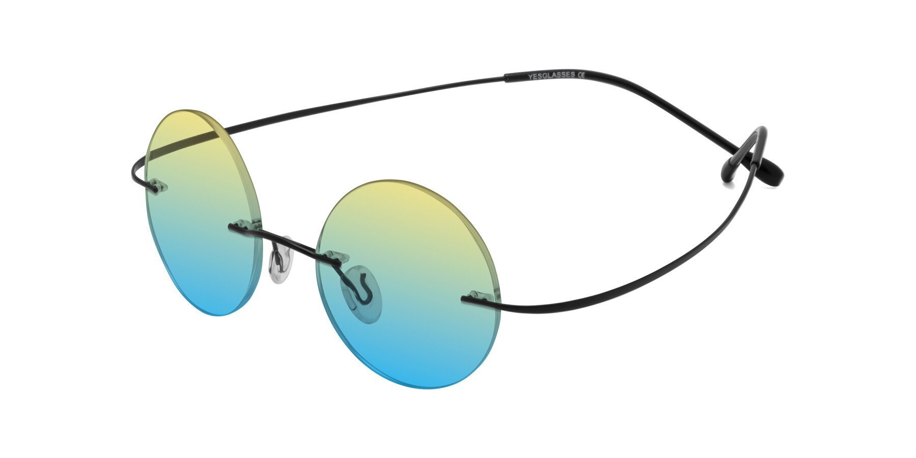 Angle of Minicircle in Black with Yellow / Blue Gradient Lenses