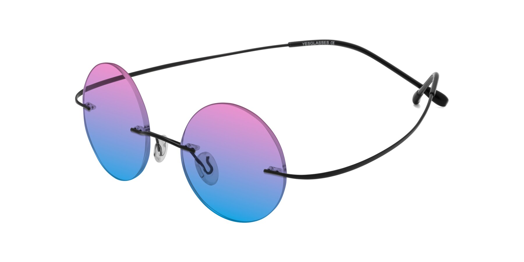 Angle of Minicircle in Black with Pink / Blue Gradient Lenses