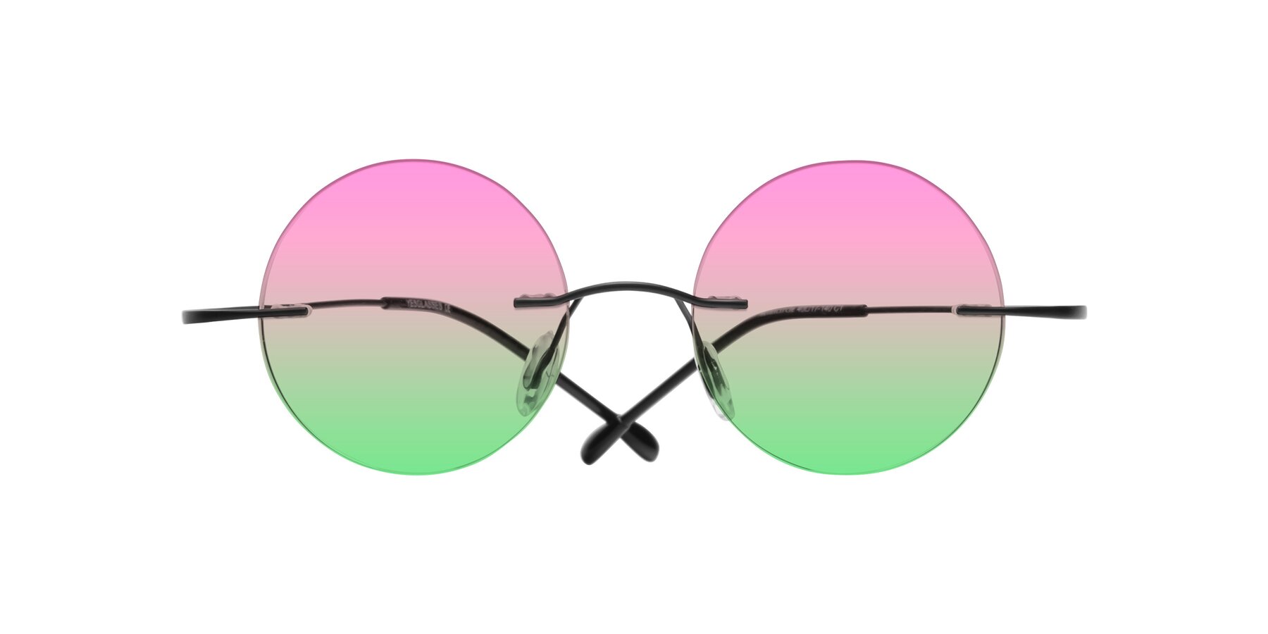 Folded Front of Minicircle in Black with Pink / Green Gradient Lenses