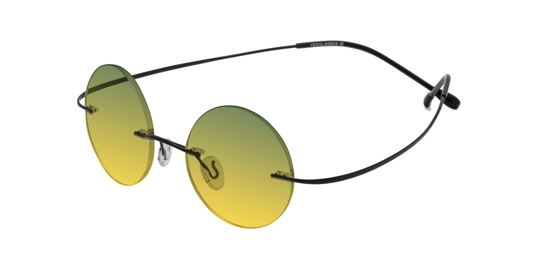 Angle of Minicircle in Black with Green / Yellow Gradient Lenses