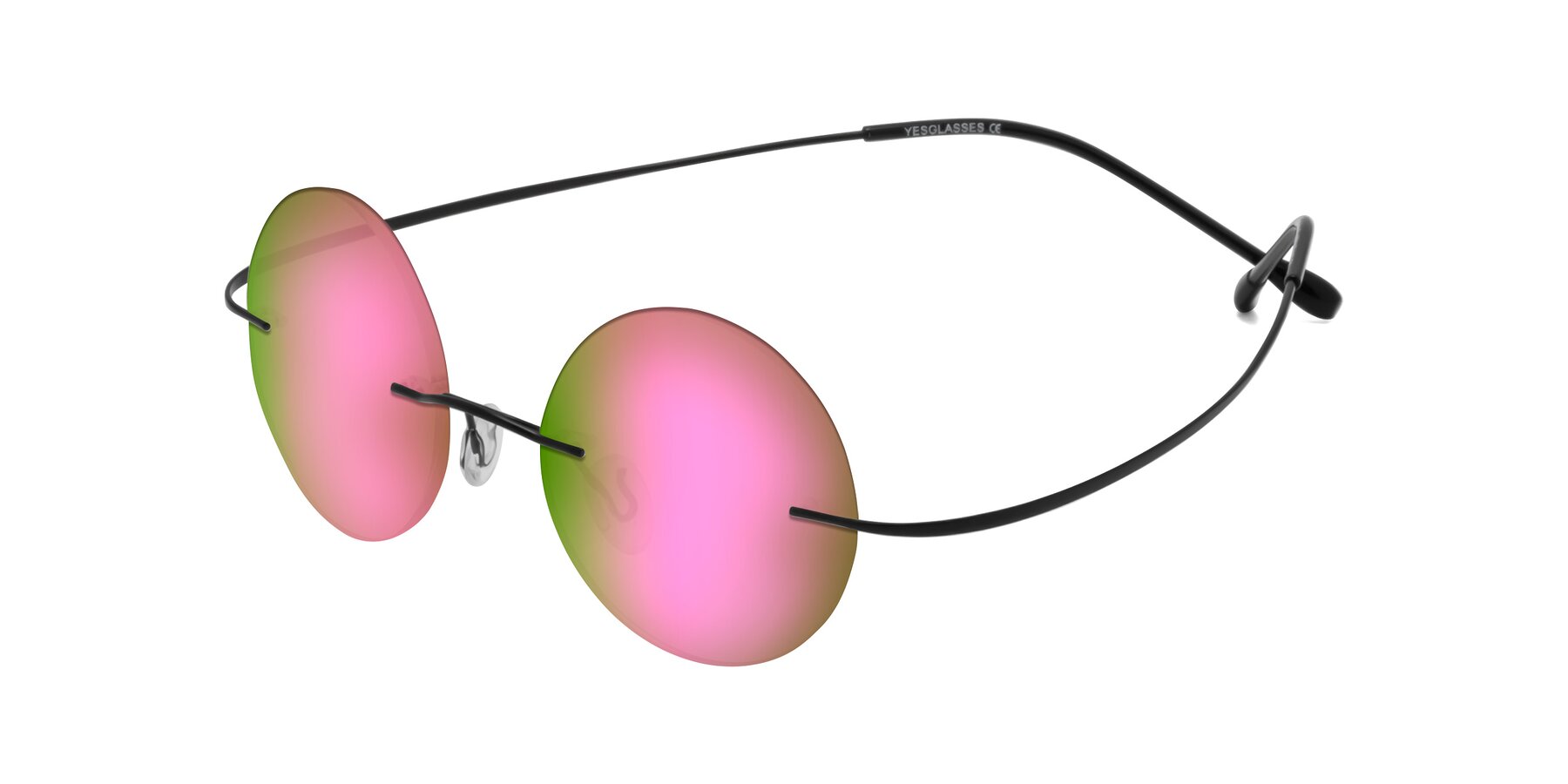 Angle of Minicircle in Black with Pink Mirrored Lenses