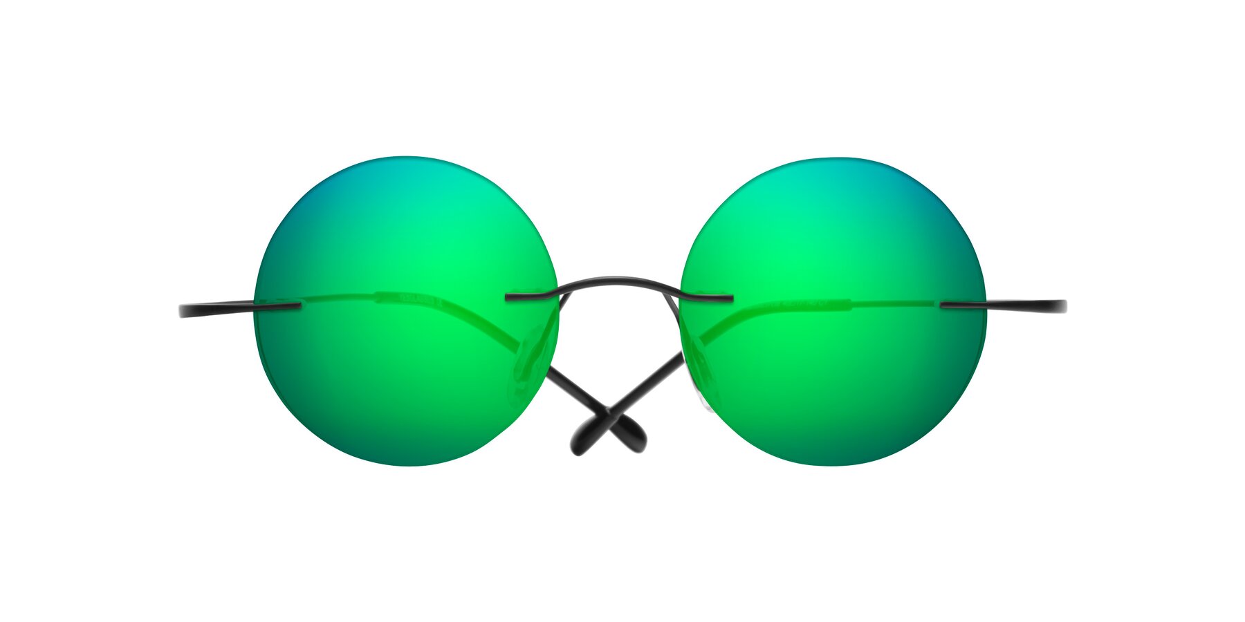 Folded Front of Minicircle in Black with Green Mirrored Lenses