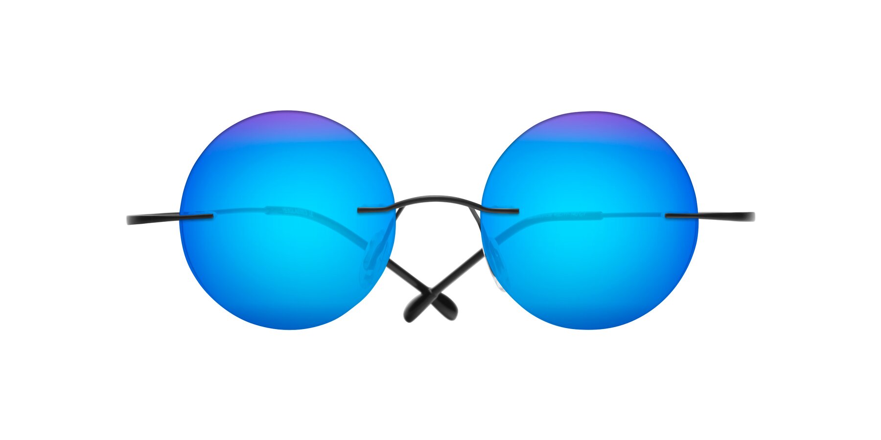 Folded Front of Minicircle in Black with Blue Mirrored Lenses