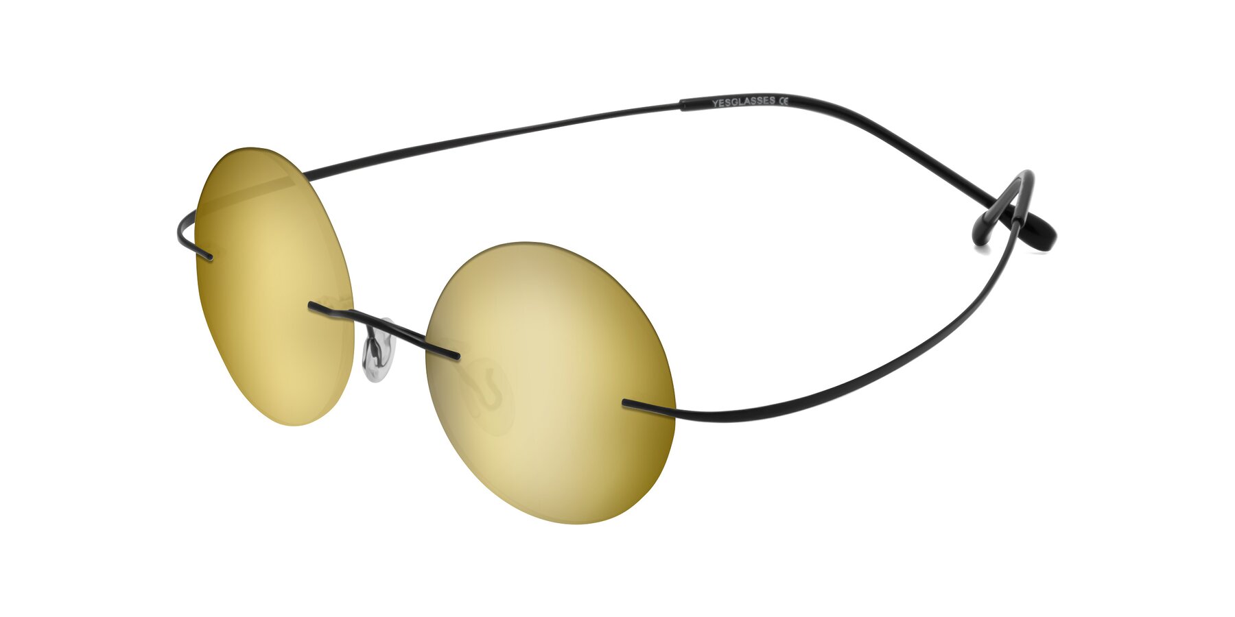 Angle of Minicircle in Black with Gold Mirrored Lenses
