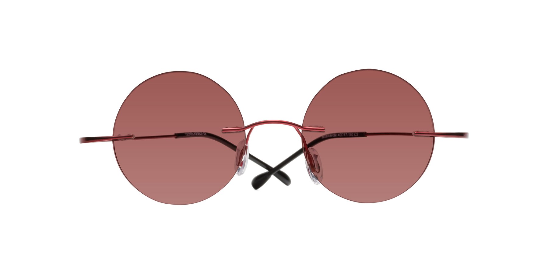 Folded Front of Minicircle in Wine with Garnet Tinted Lenses