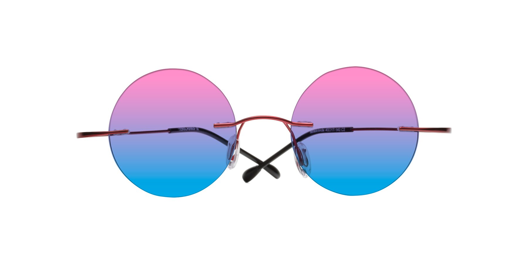 Folded Front of Minicircle in Wine with Pink / Blue Gradient Lenses