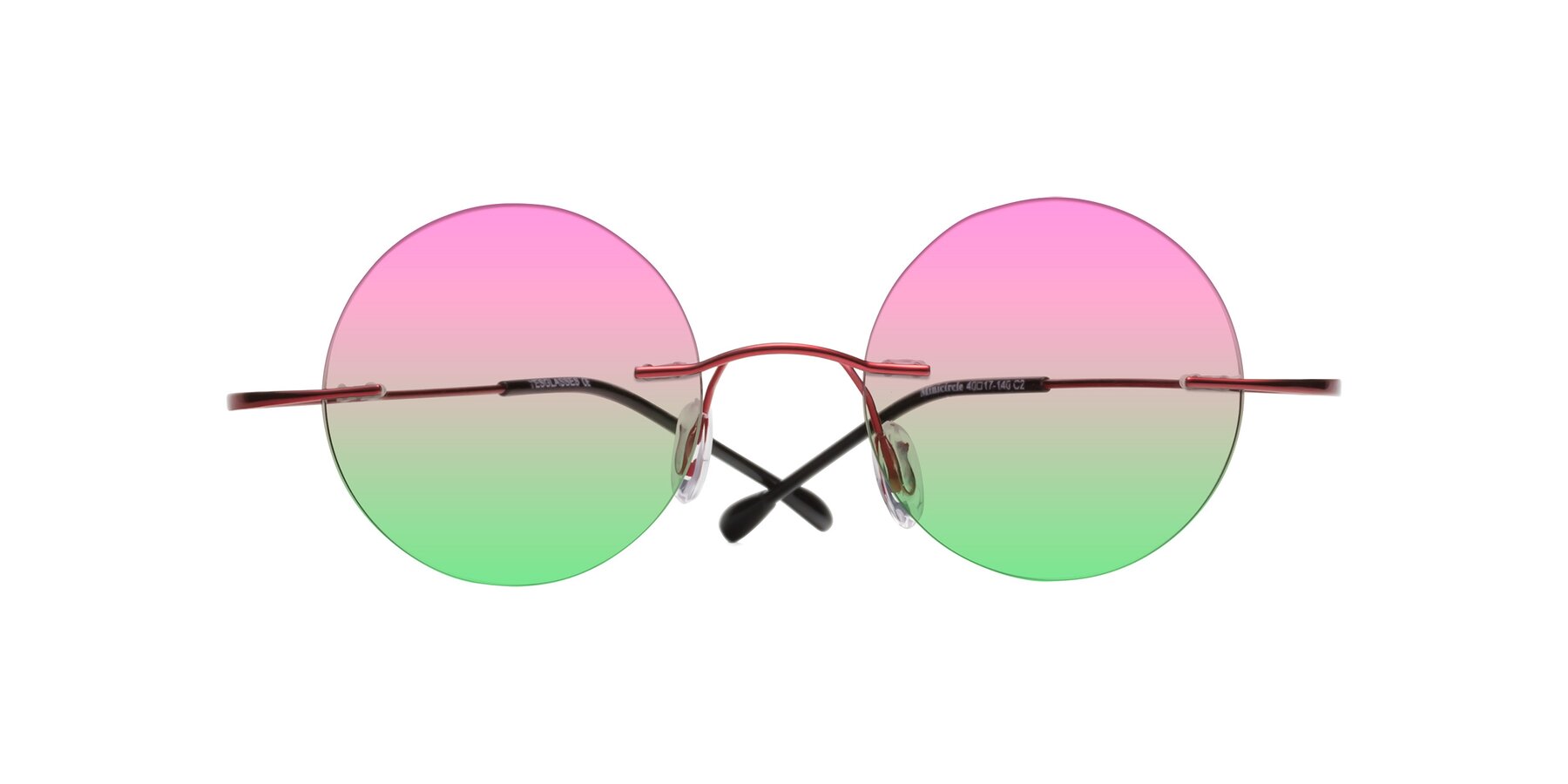 Folded Front of Minicircle in Wine with Pink / Green Gradient Lenses