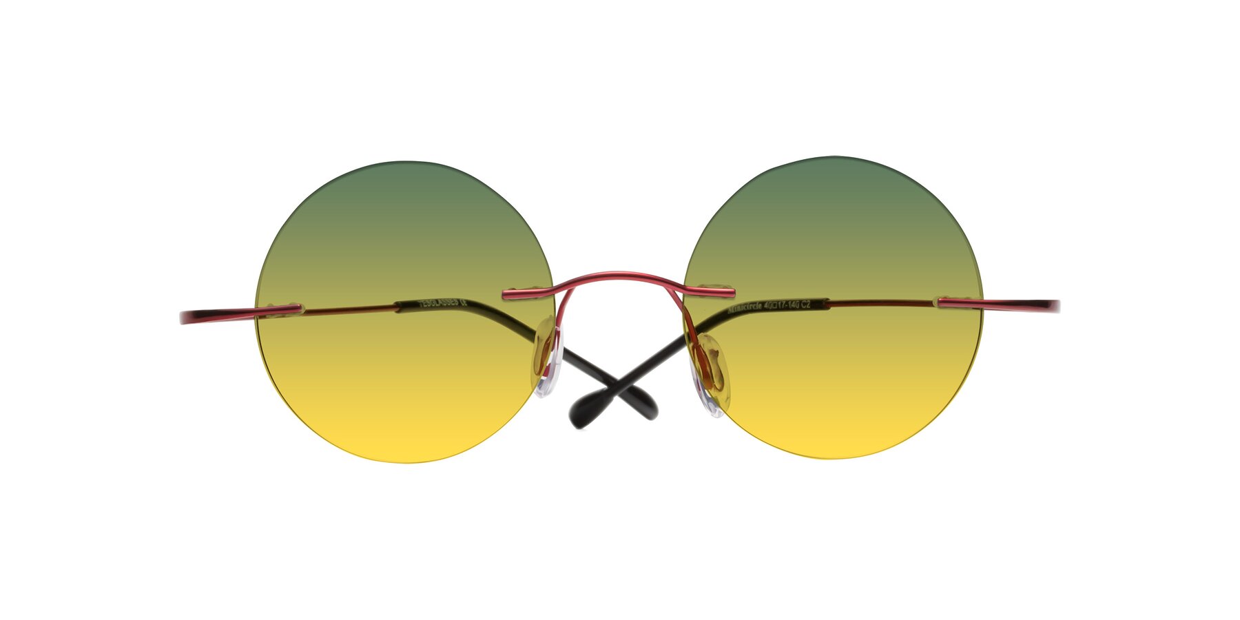 Folded Front of Minicircle in Wine with Green / Yellow Gradient Lenses