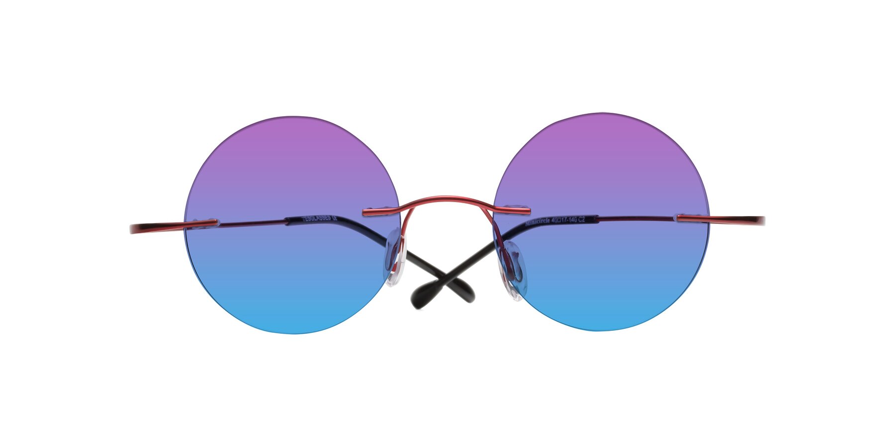 Folded Front of Minicircle in Wine with Purple / Blue Gradient Lenses