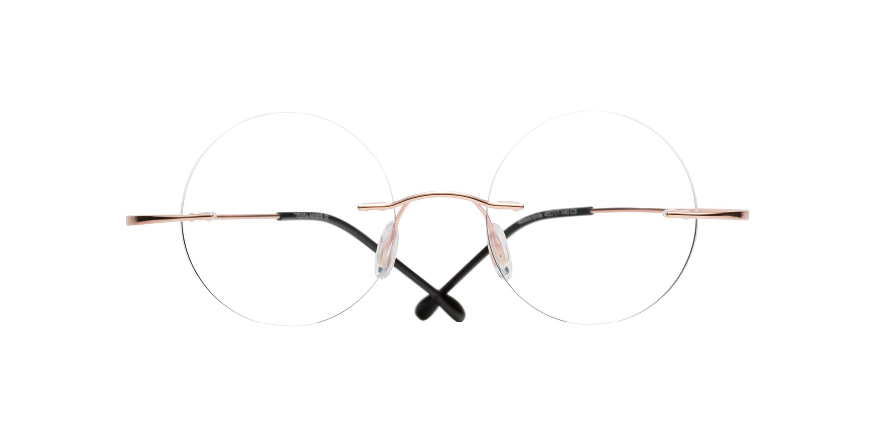 Folded Front of Minicircle in Rose Gold with Clear Eyeglass Lenses
