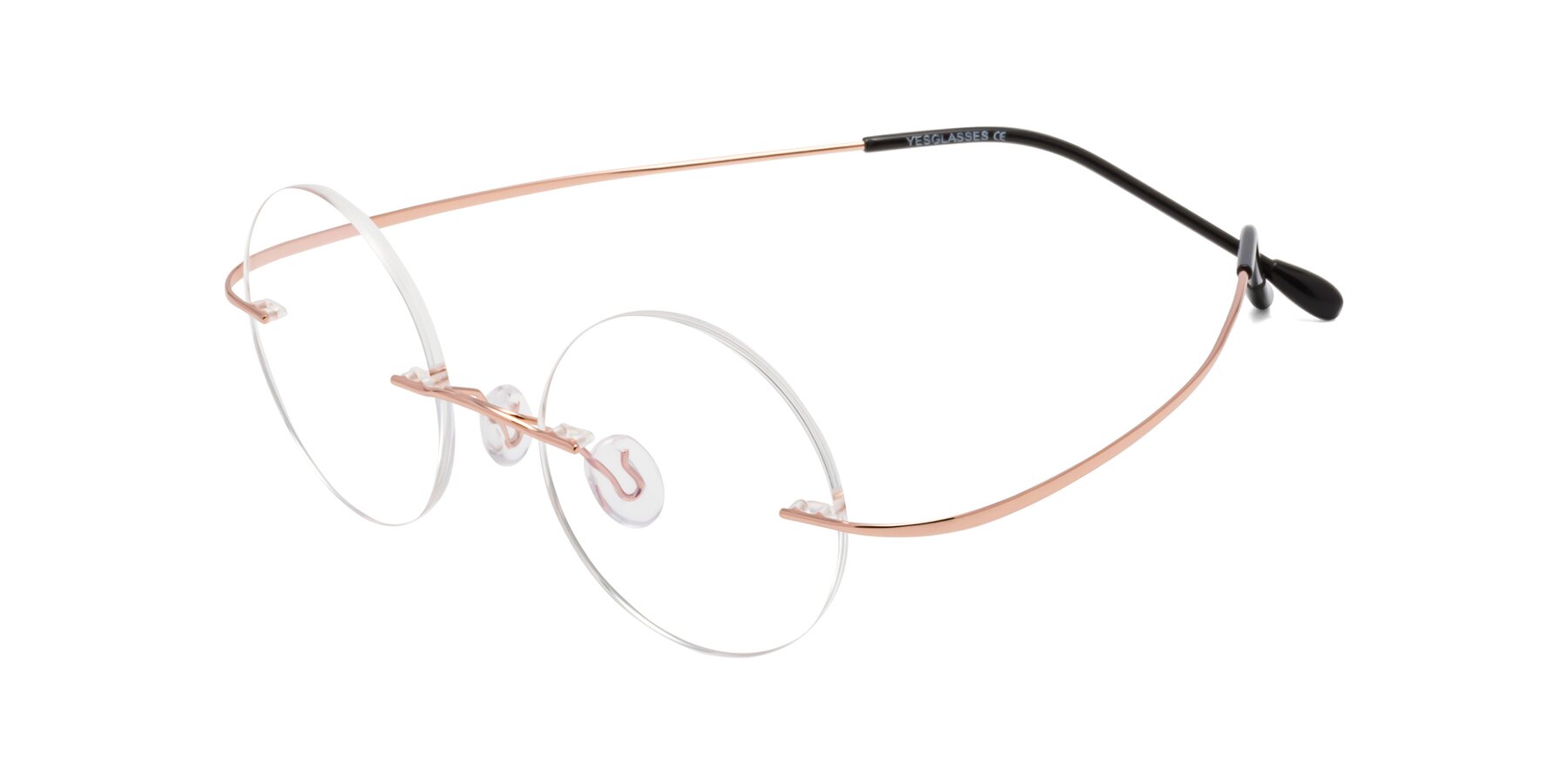 Angle of Minicircle in Rose Gold with Clear Reading Eyeglass Lenses