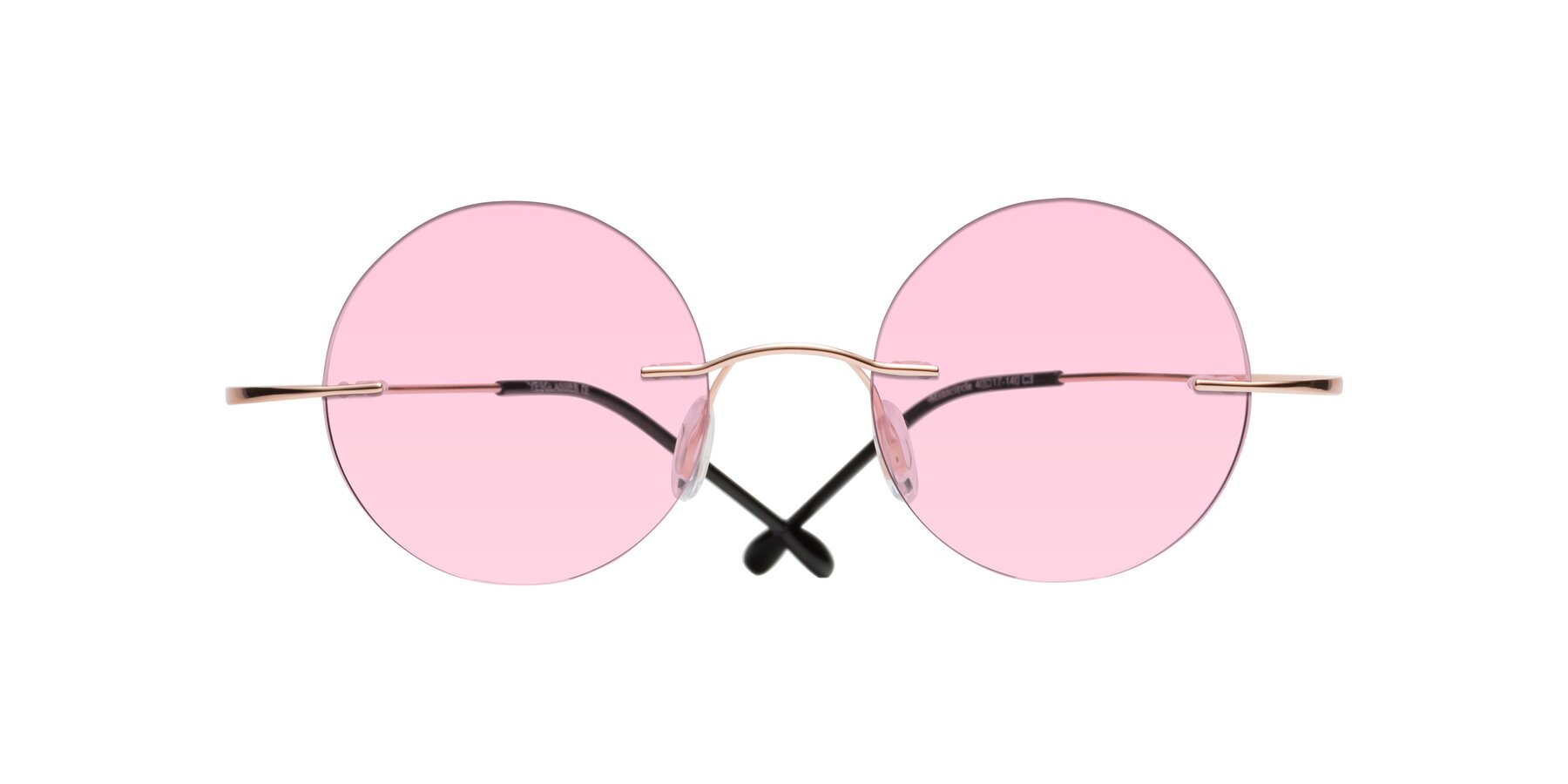 Folded Front of Minicircle in Rose Gold with Light Pink Tinted Lenses