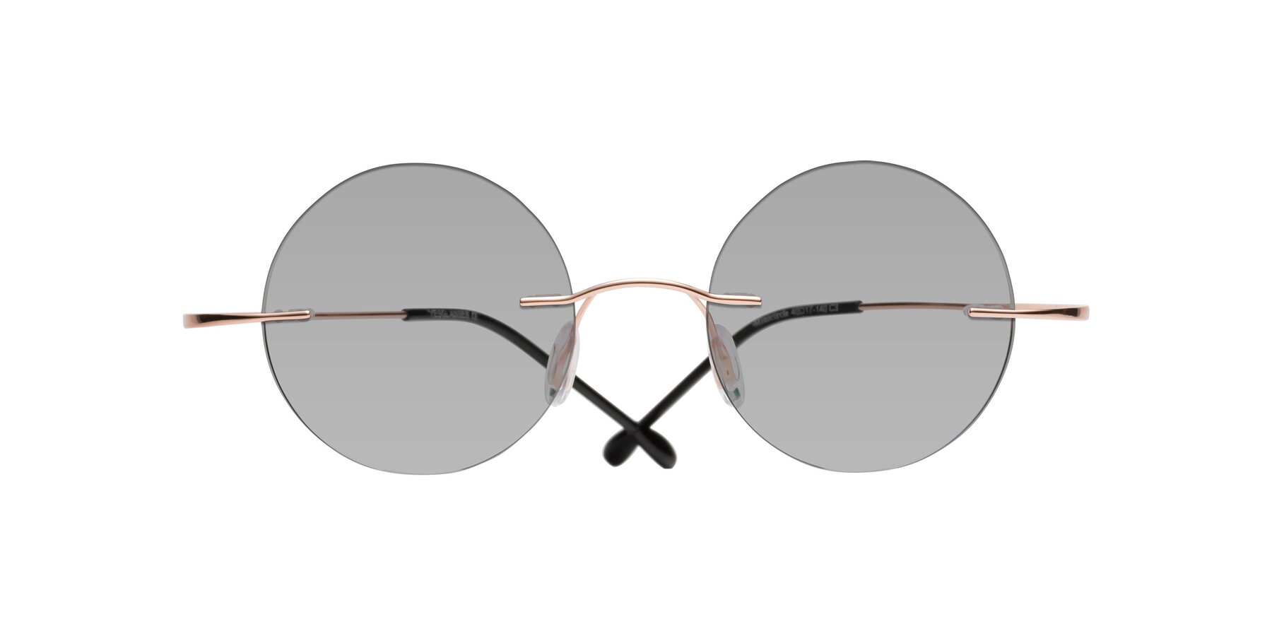 Folded Front of Minicircle in Rose Gold with Light Gray Tinted Lenses