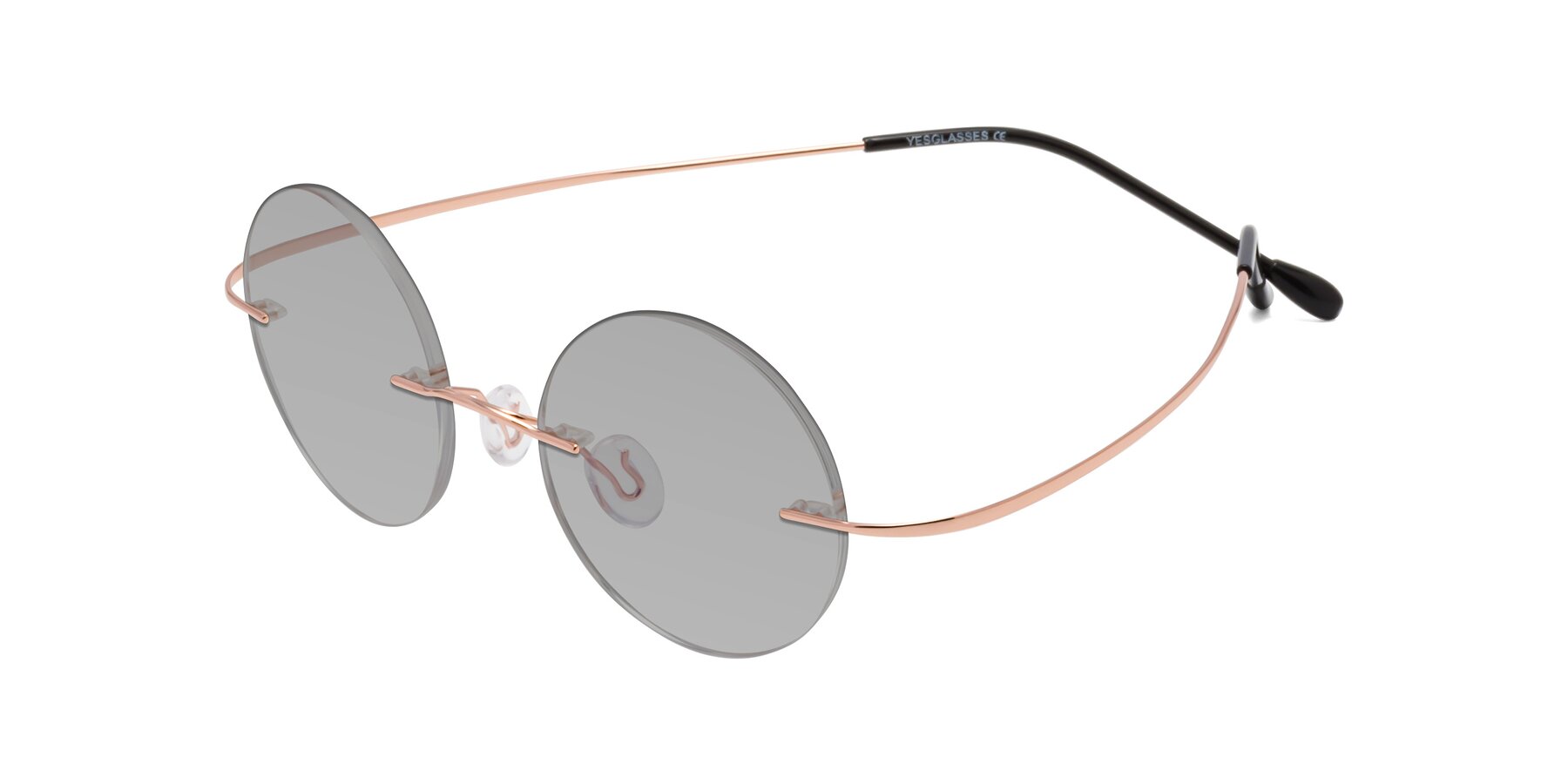 Angle of Minicircle in Rose Gold with Light Gray Tinted Lenses