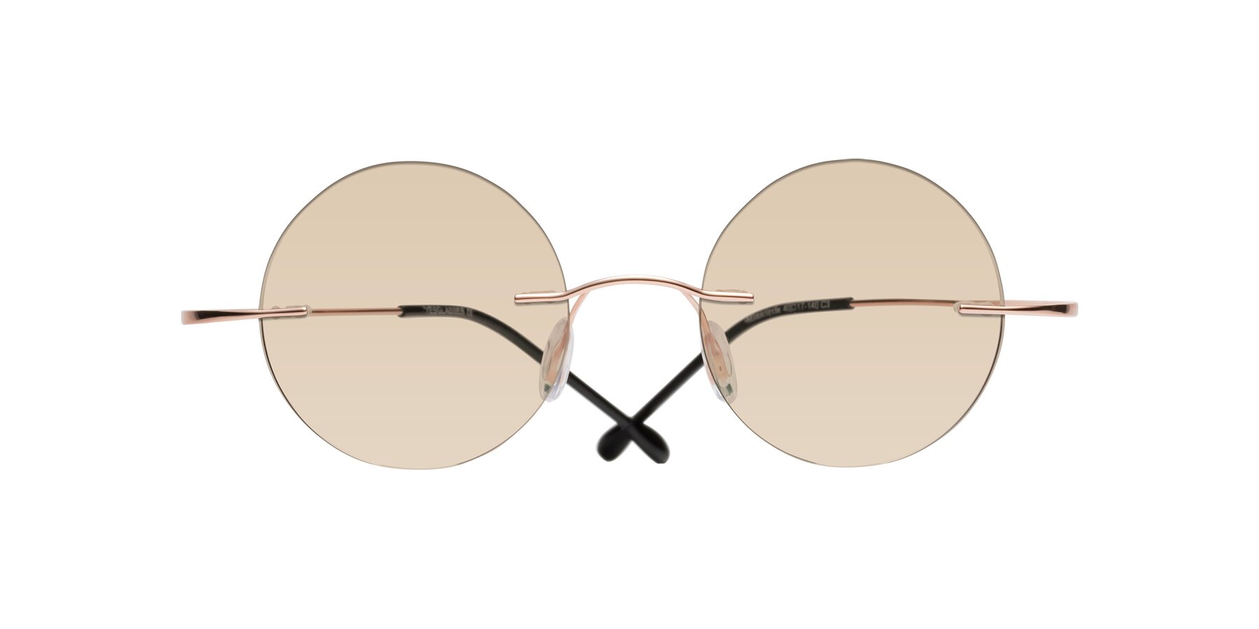 Folded Front of Minicircle in Rose Gold with Light Brown Tinted Lenses