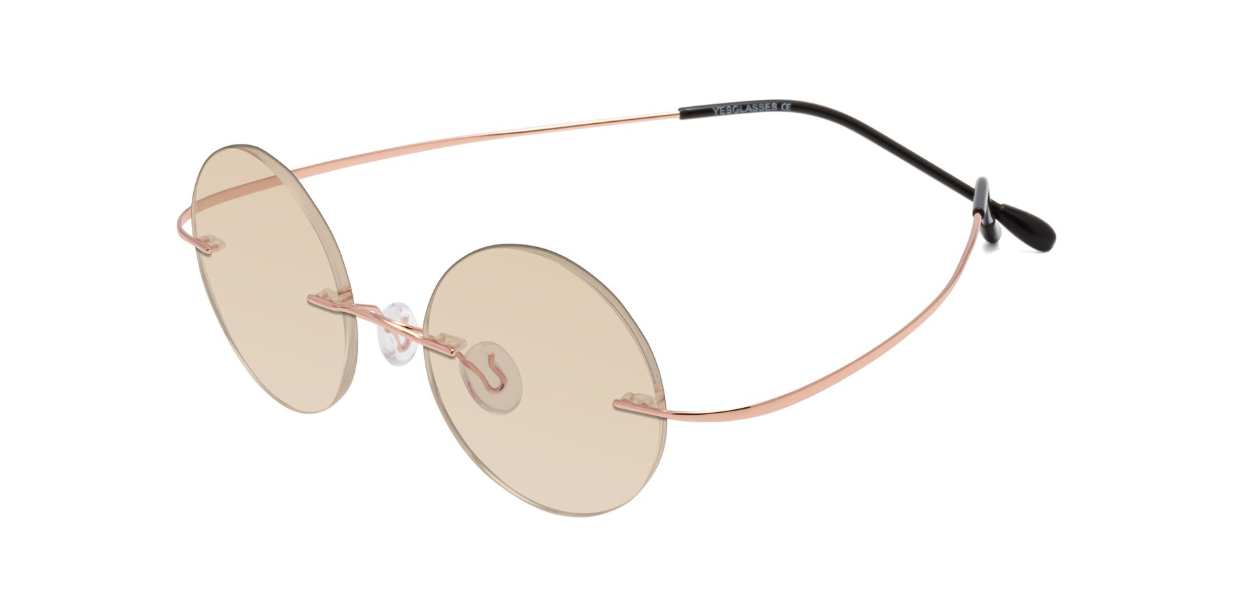 Angle of Minicircle in Rose Gold with Light Brown Tinted Lenses