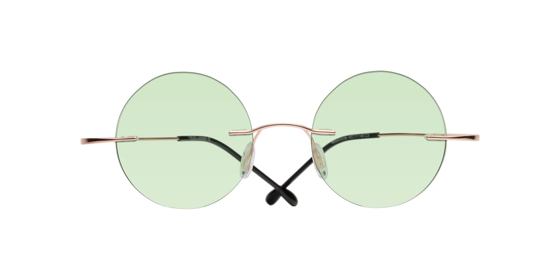 Folded Front of Minicircle in Rose Gold with Light Green Tinted Lenses