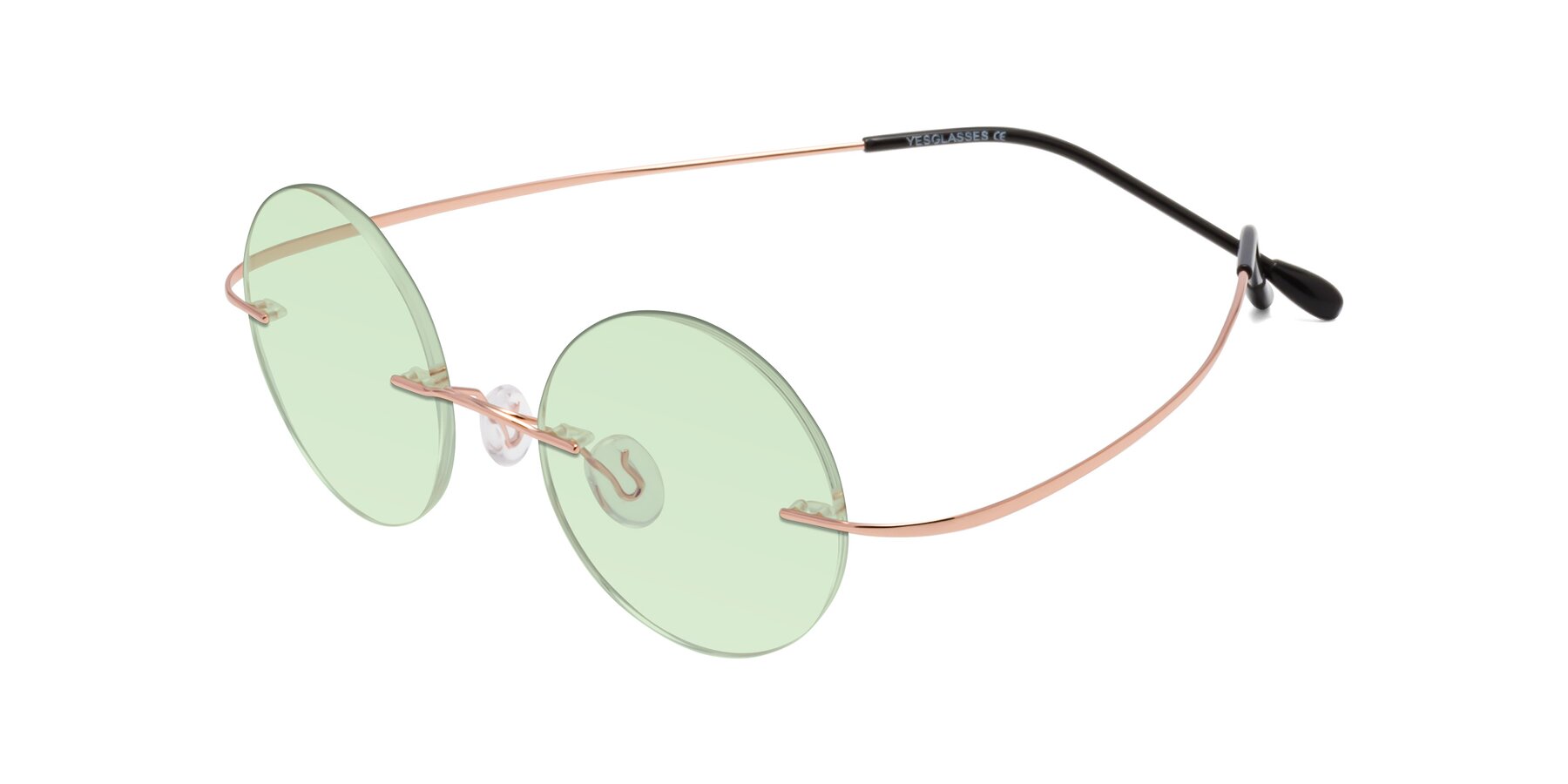 Angle of Minicircle in Rose Gold with Light Green Tinted Lenses