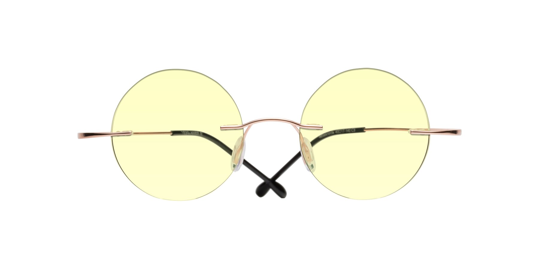 Folded Front of Minicircle in Rose Gold with Light Yellow Tinted Lenses