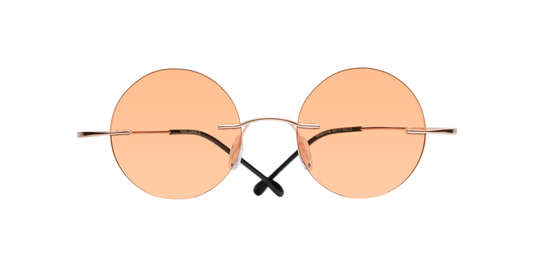 Folded Front of Minicircle in Rose Gold with Light Orange Tinted Lenses