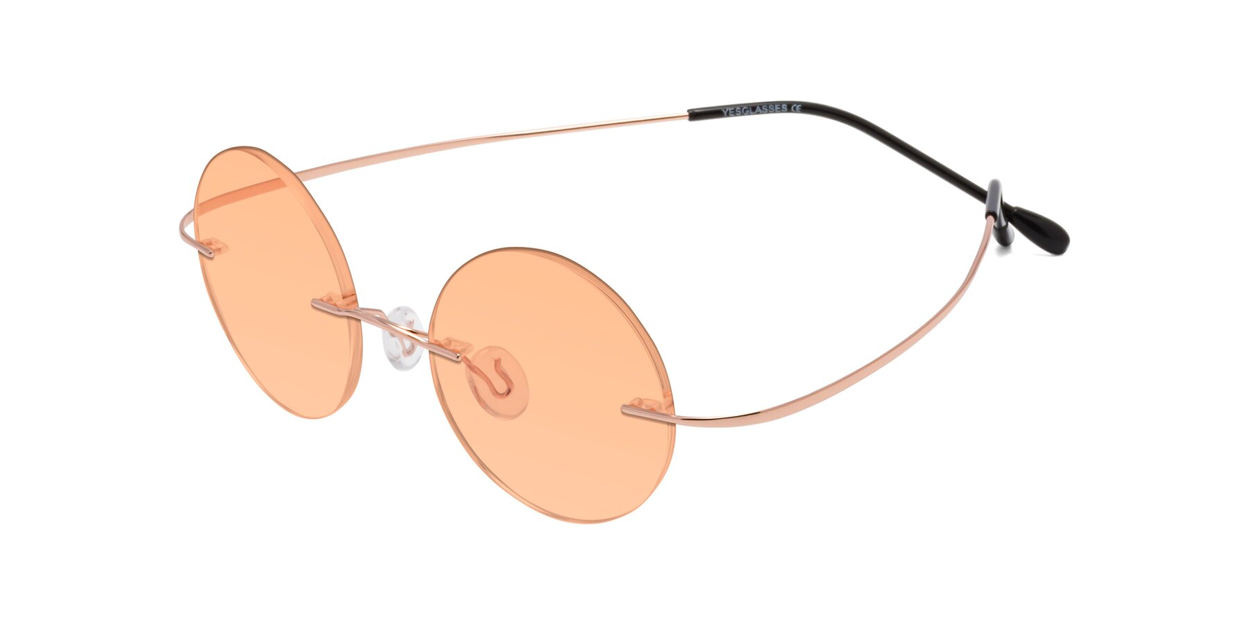 Angle of Minicircle in Rose Gold with Light Orange Tinted Lenses
