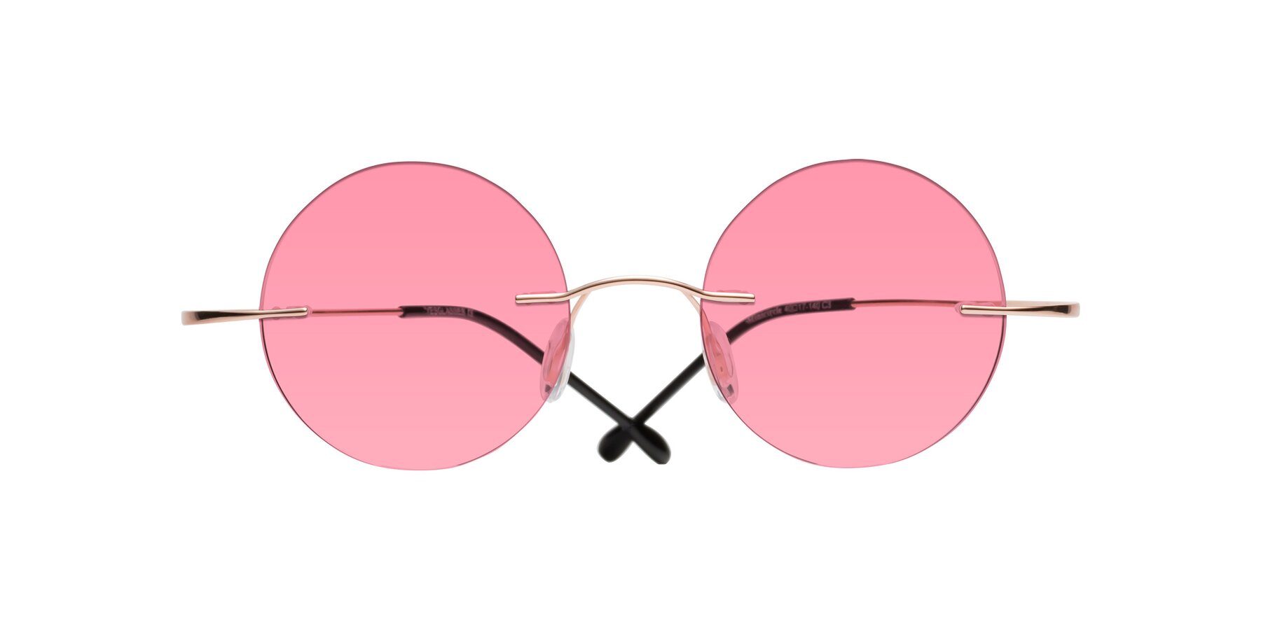Folded Front of Minicircle in Rose Gold with Pink Tinted Lenses