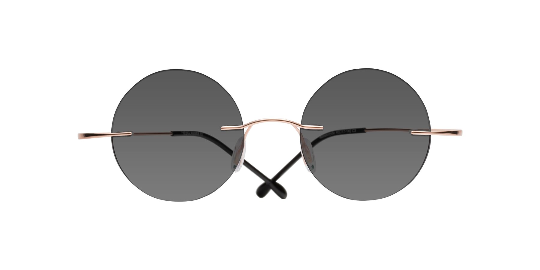 Folded Front of Minicircle in Rose Gold with Medium Gray Tinted Lenses