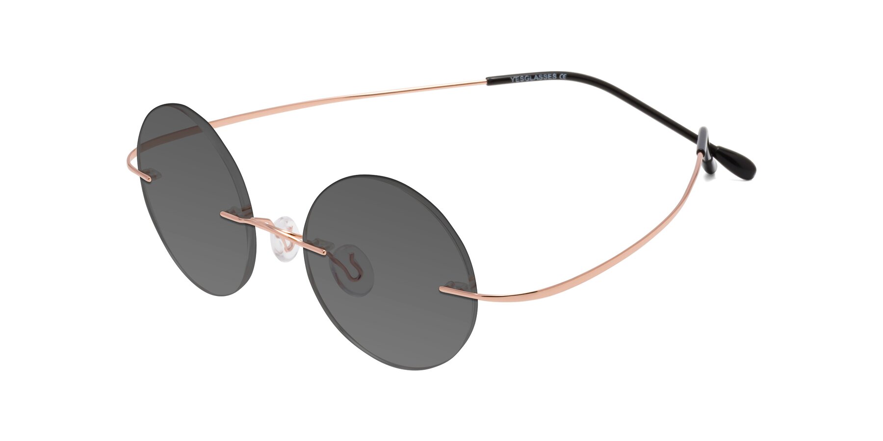 Angle of Minicircle in Rose Gold with Medium Gray Tinted Lenses