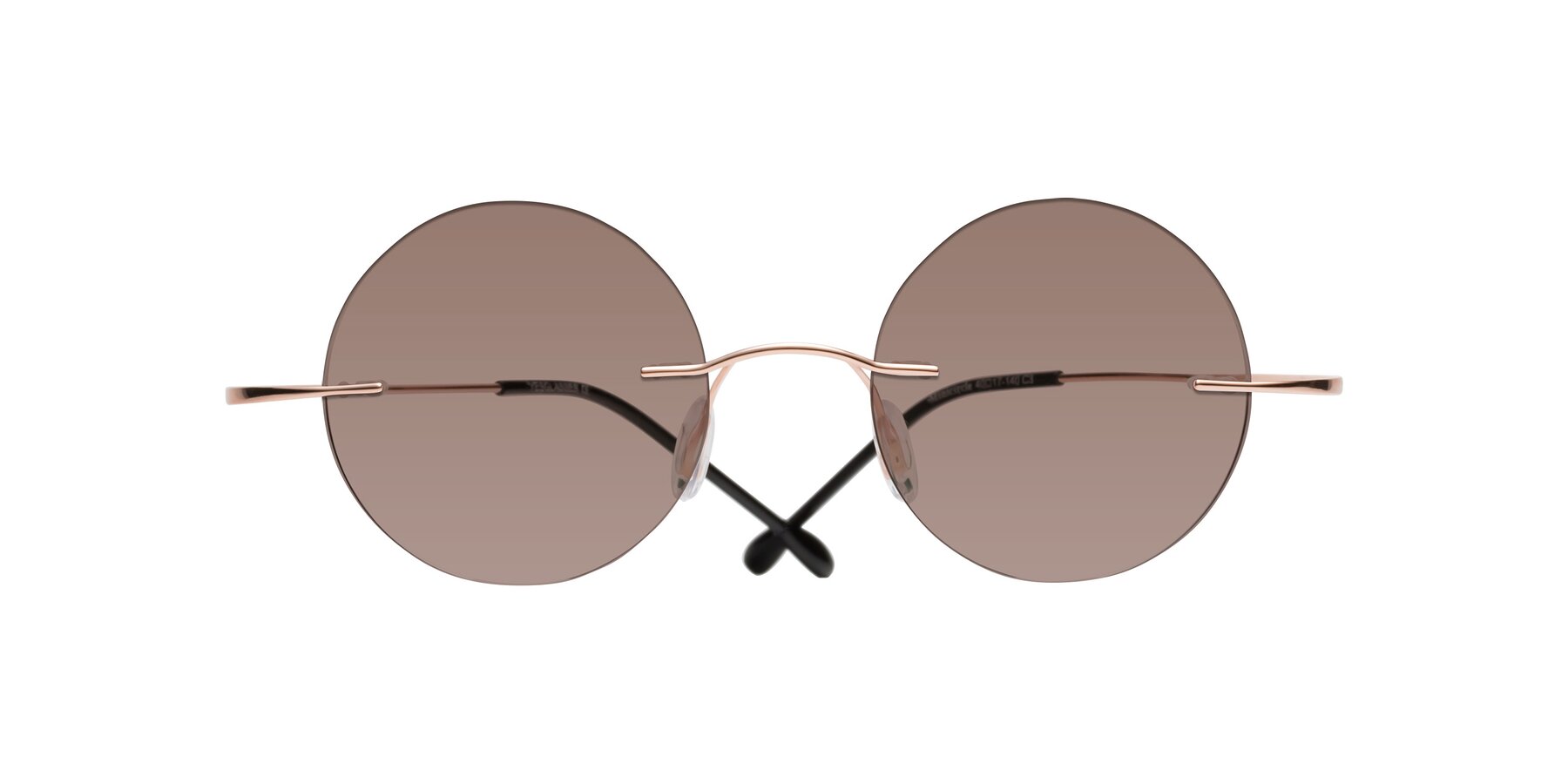 Folded Front of Minicircle in Rose Gold with Medium Brown Tinted Lenses