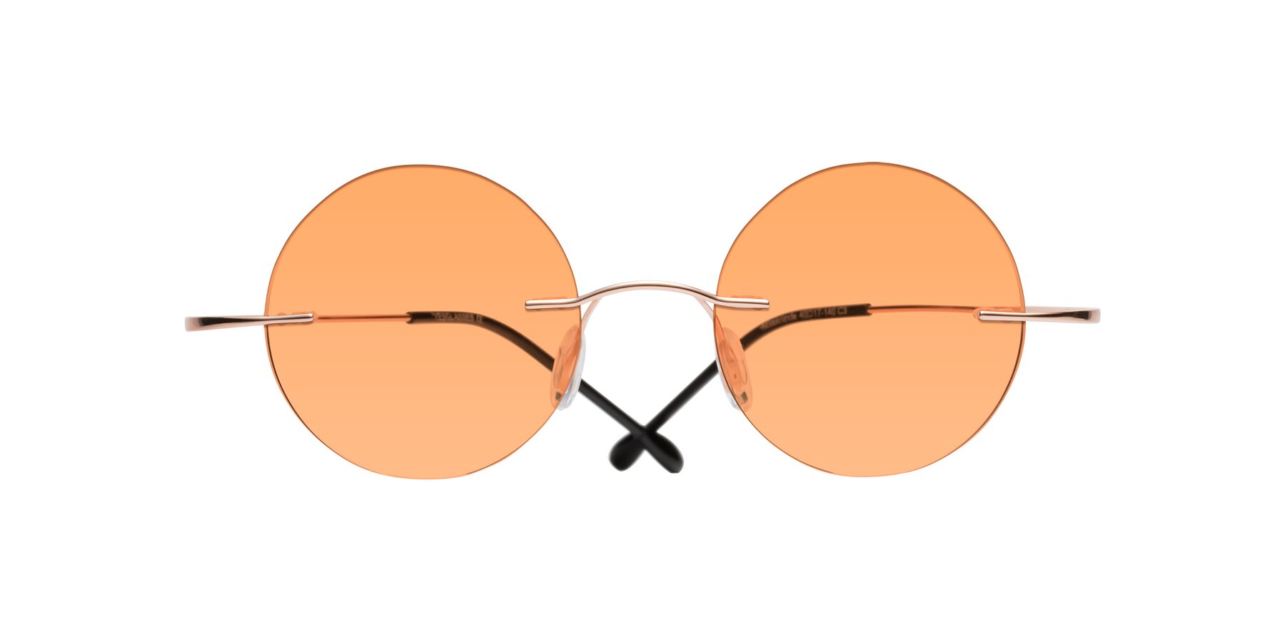 Folded Front of Minicircle in Rose Gold with Medium Orange Tinted Lenses