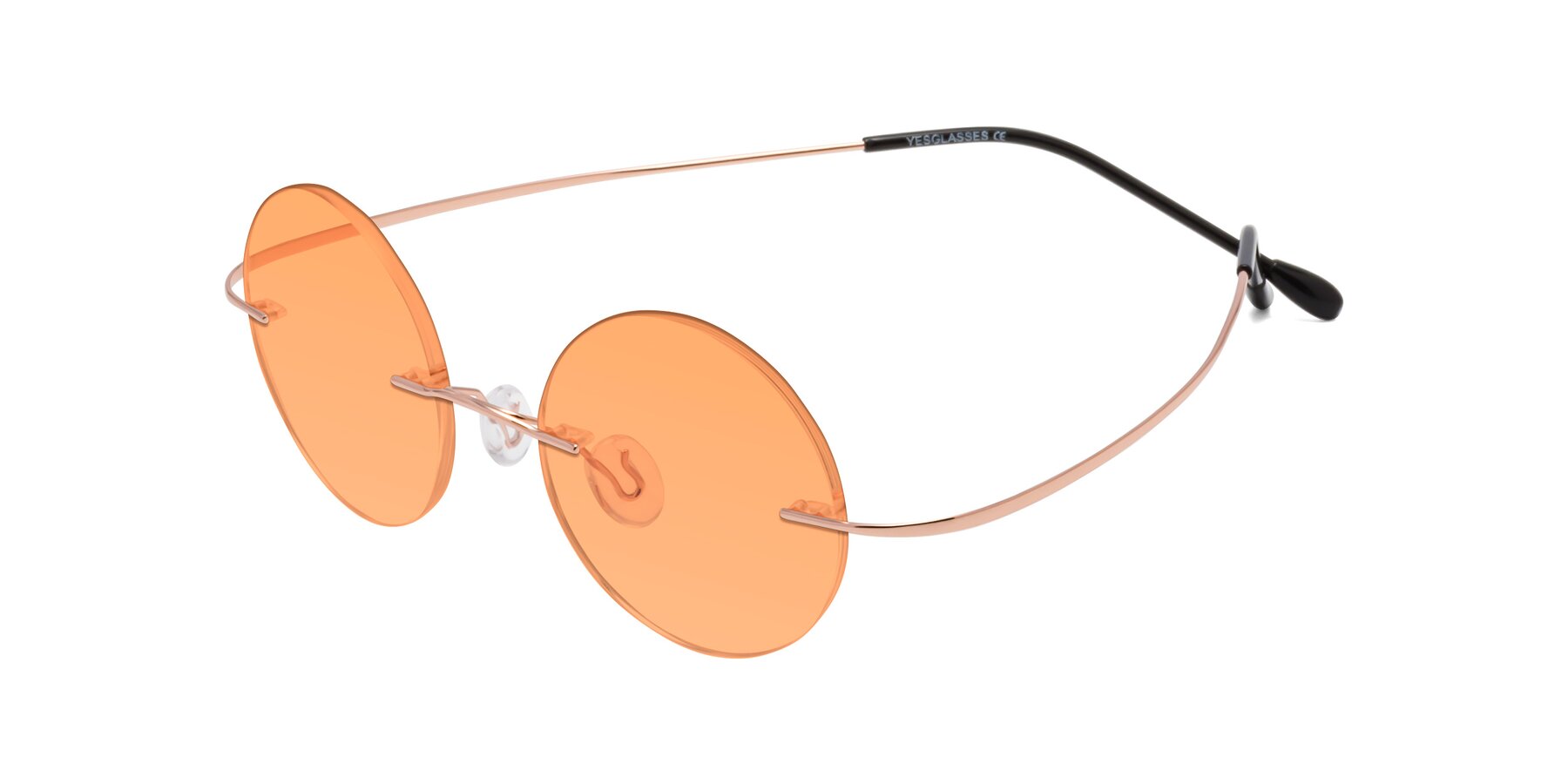 Angle of Minicircle in Rose Gold with Medium Orange Tinted Lenses