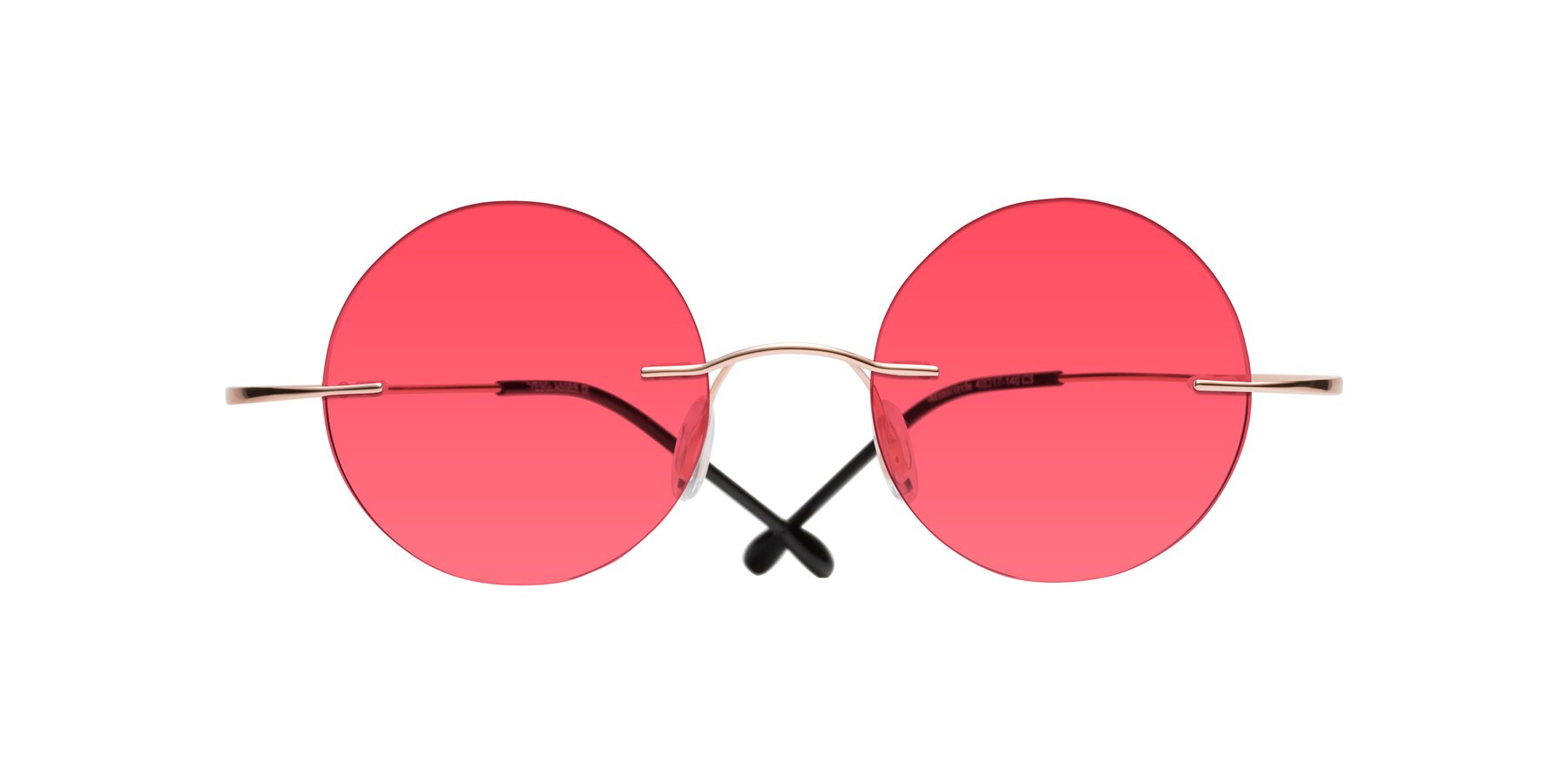 Folded Front of Minicircle in Rose Gold with Red Tinted Lenses