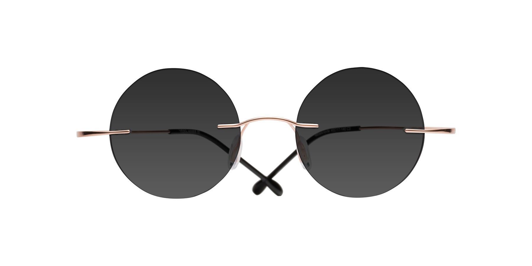 Folded Front of Minicircle in Rose Gold with Gray Tinted Lenses