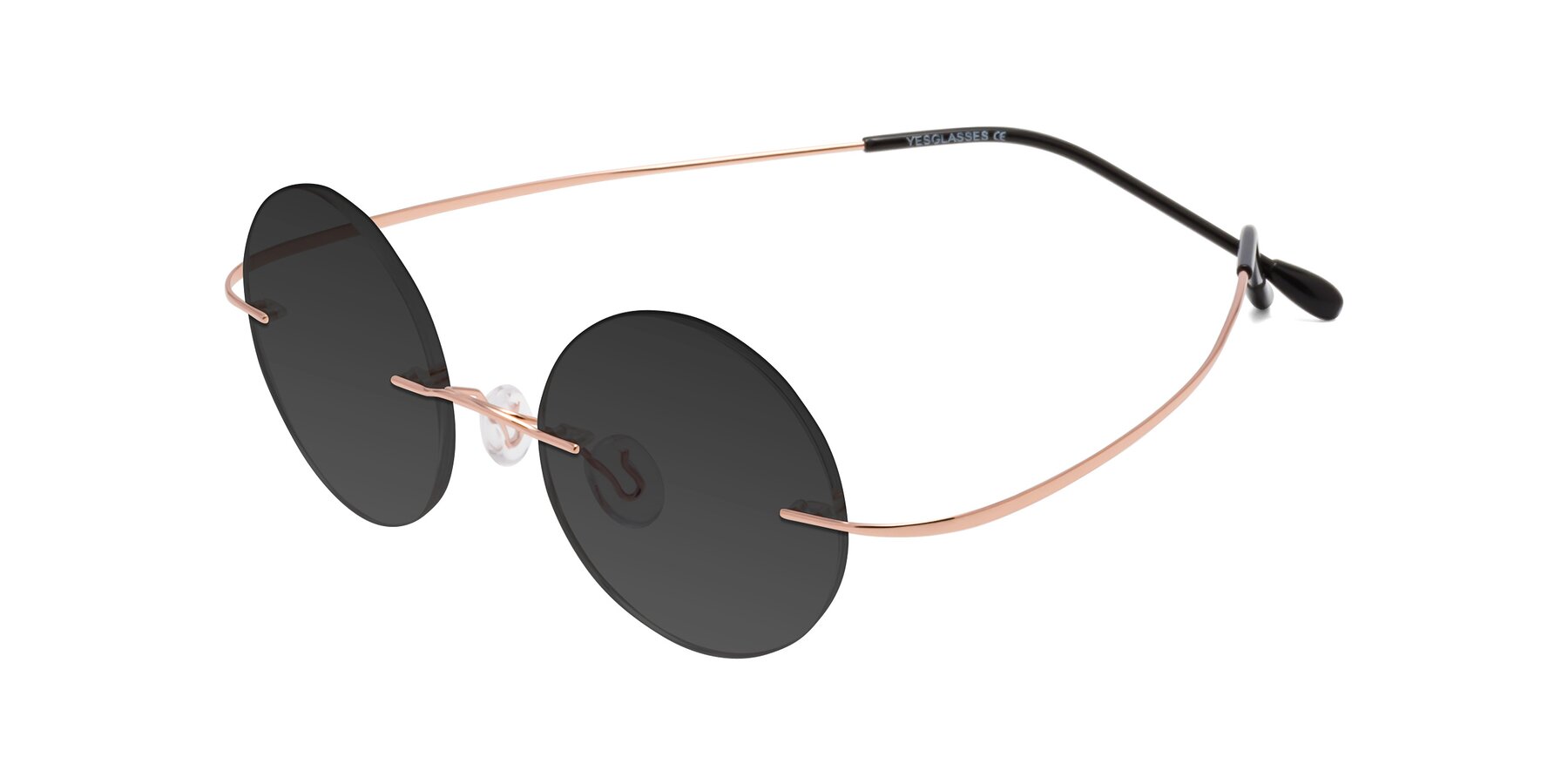 Angle of Minicircle in Rose Gold with Gray Tinted Lenses