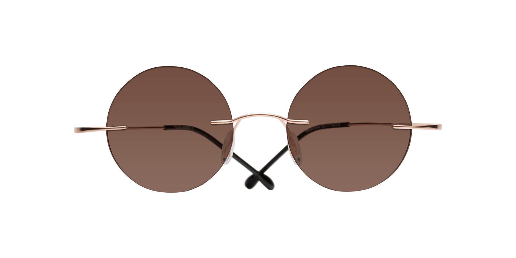 Folded Front of Minicircle in Rose Gold with Brown Tinted Lenses