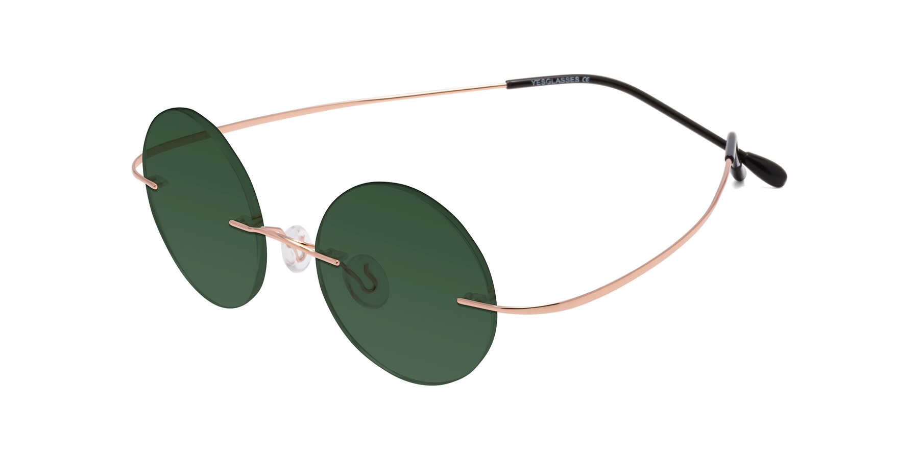 Angle of Minicircle in Rose Gold with Green Tinted Lenses