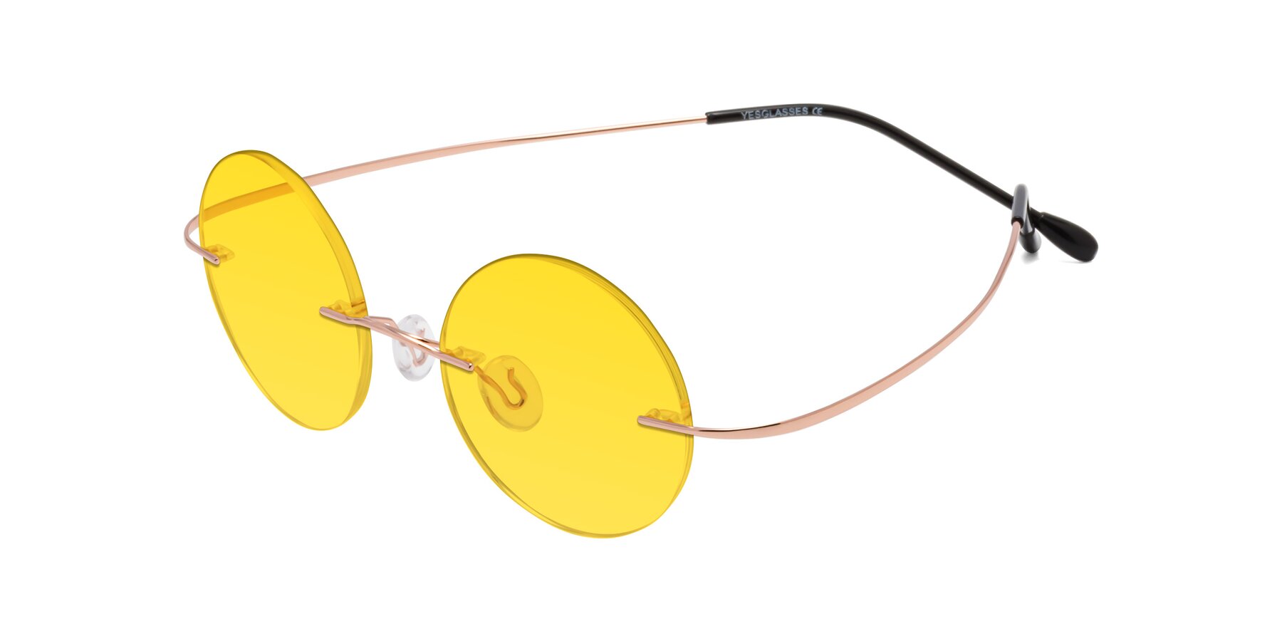 Angle of Minicircle in Rose Gold with Yellow Tinted Lenses