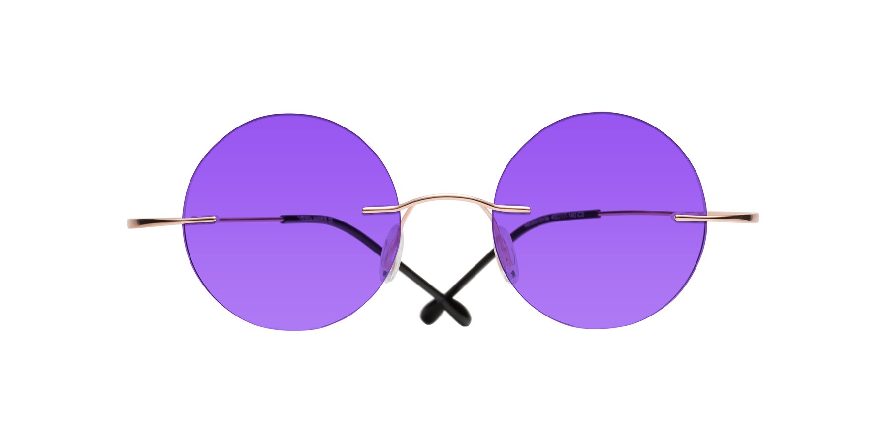 Folded Front of Minicircle in Rose Gold with Purple Tinted Lenses