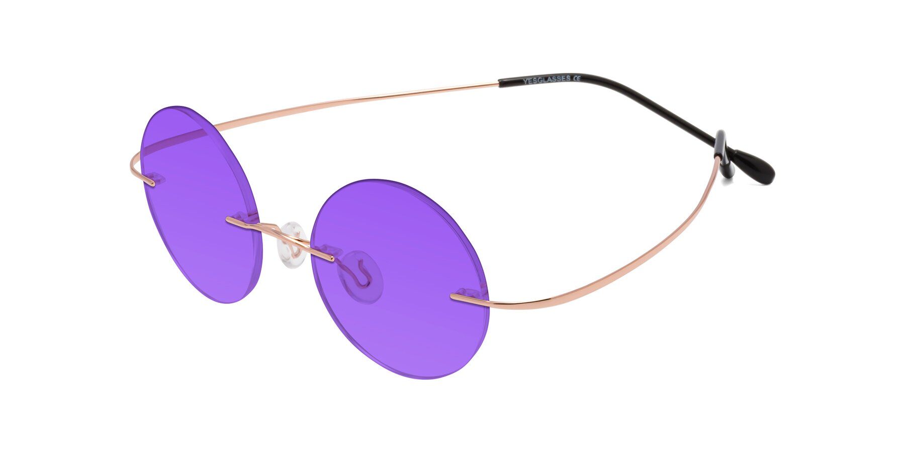 Angle of Minicircle in Rose Gold with Purple Tinted Lenses