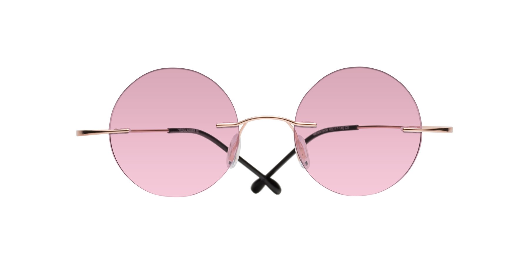 Folded Front of Minicircle in Rose Gold with Light Wine Tinted Lenses