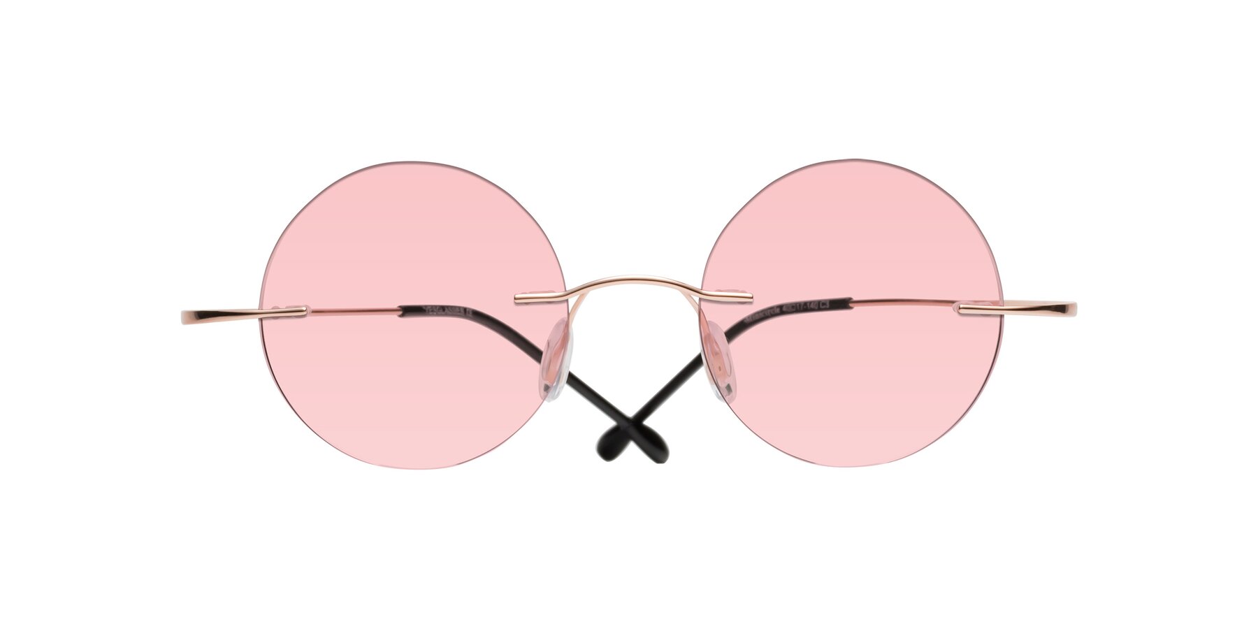 Folded Front of Minicircle in Rose Gold with Light Garnet Tinted Lenses