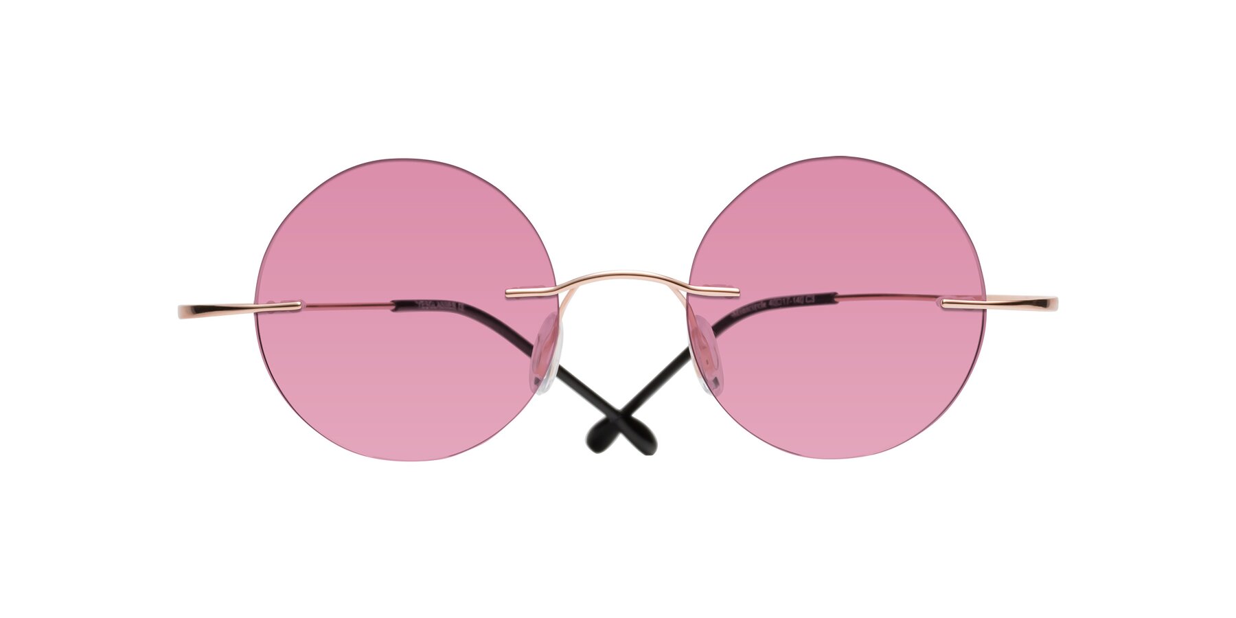 Folded Front of Minicircle in Rose Gold with Medium Wine Tinted Lenses