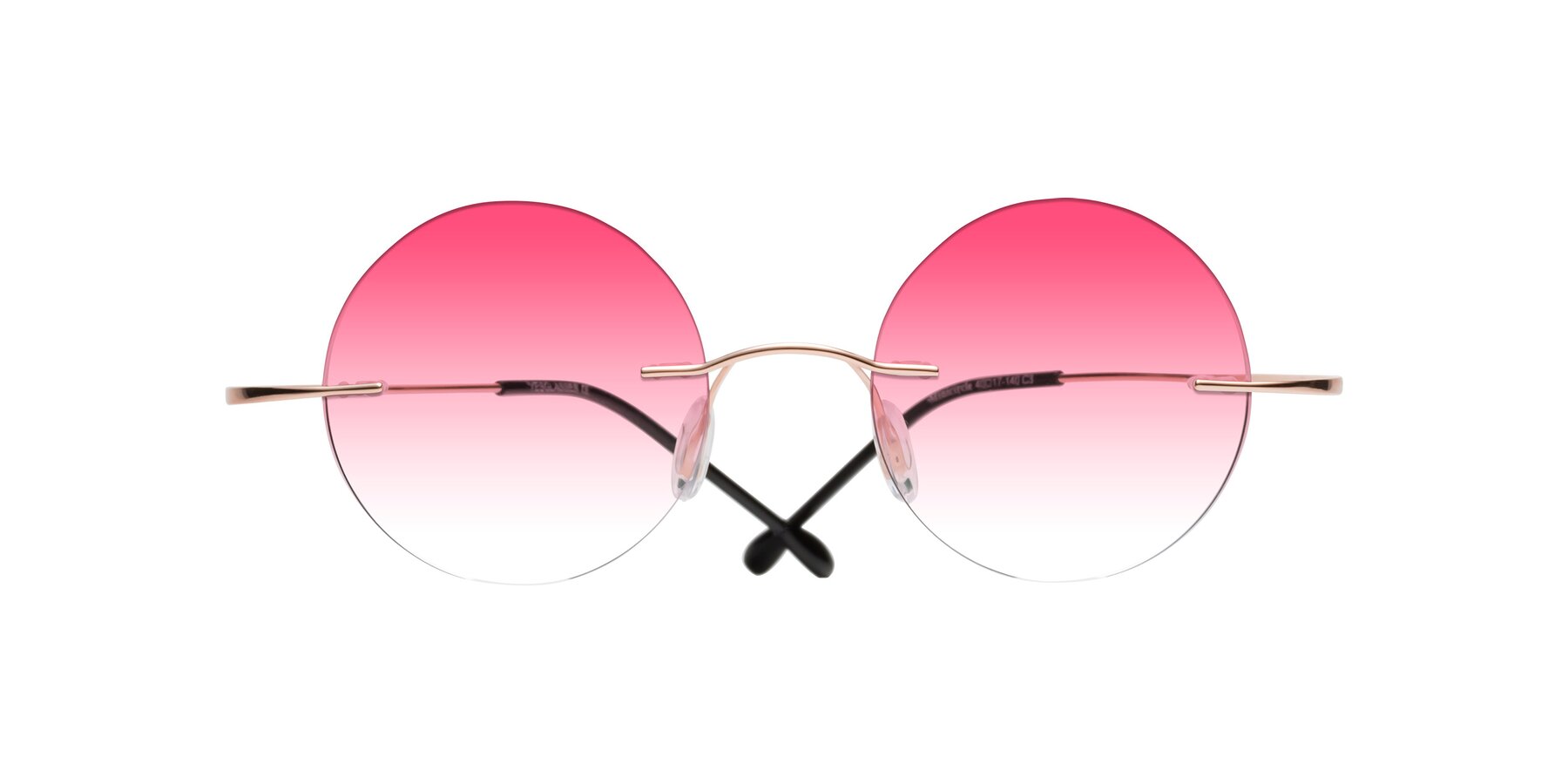 Folded Front of Minicircle in Rose Gold with Pink Gradient Lenses