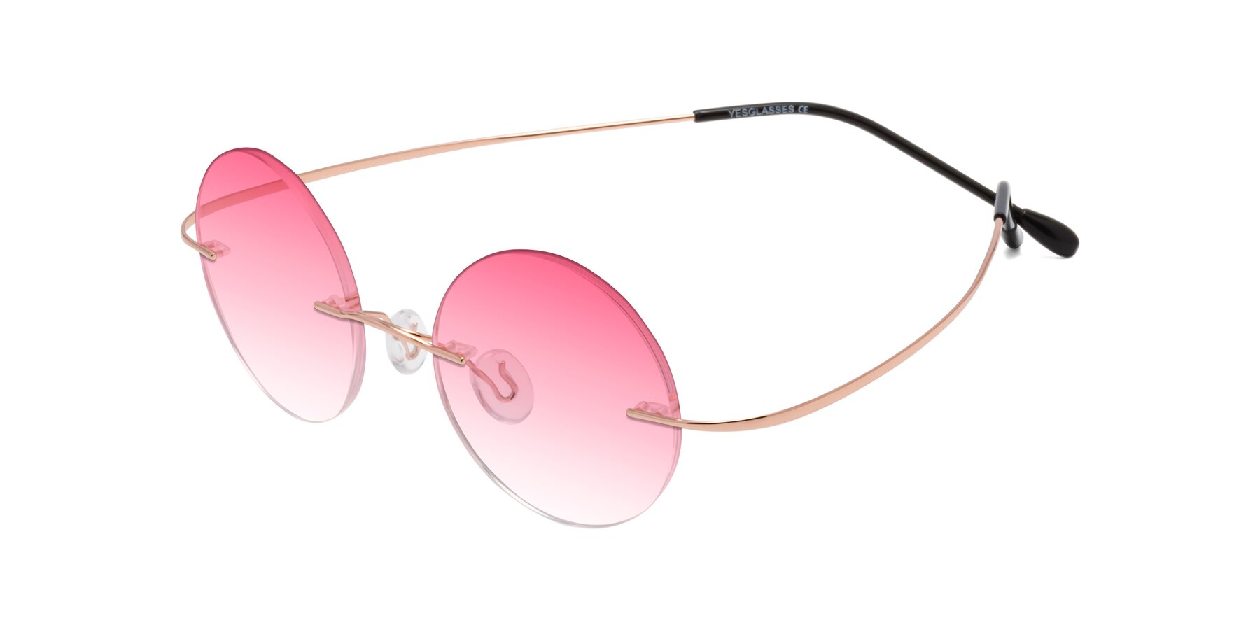 Angle of Minicircle in Rose Gold with Pink Gradient Lenses