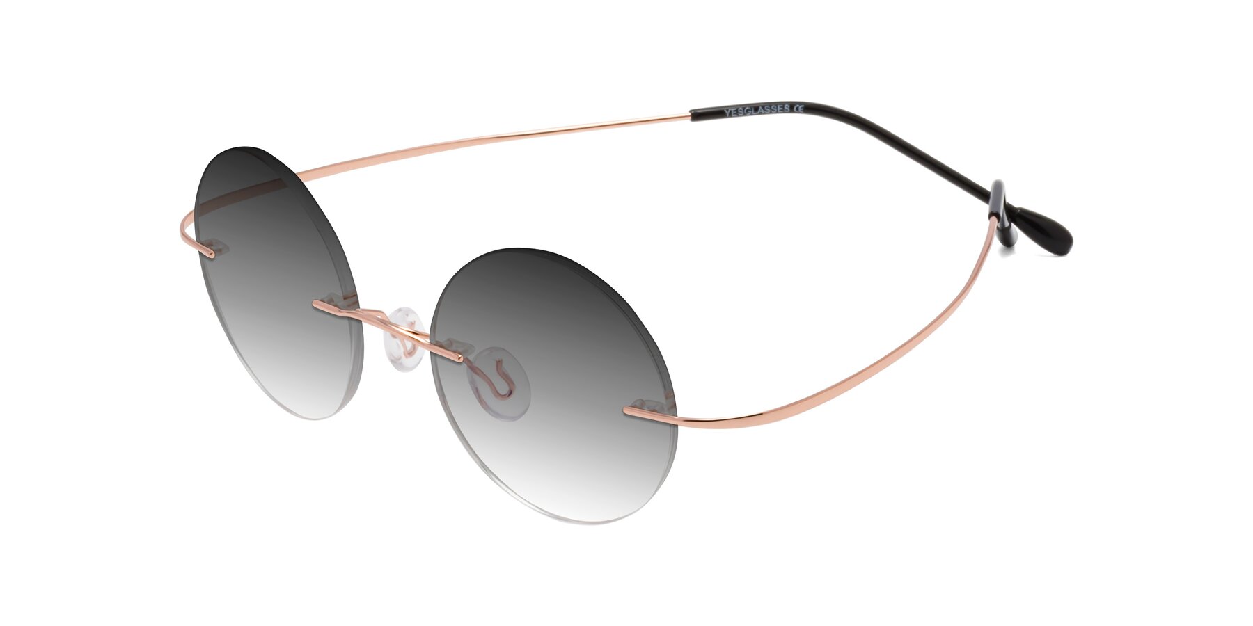 Angle of Minicircle in Rose Gold with Gray Gradient Lenses